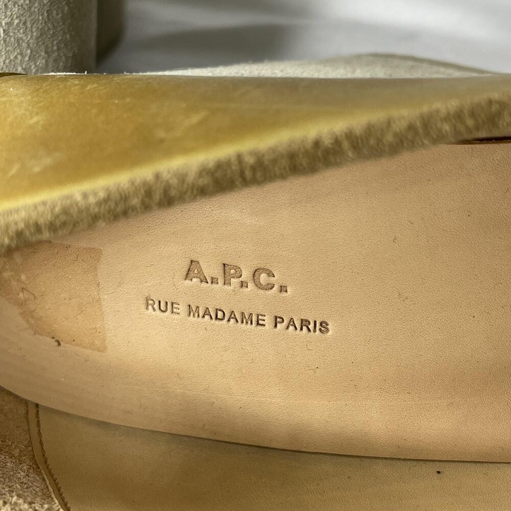 A.P.C. Shoes Womens Size 8 Beige 41 Wedge Loafers Suede Leather Rue Madame Paris - Picture 5 of 7